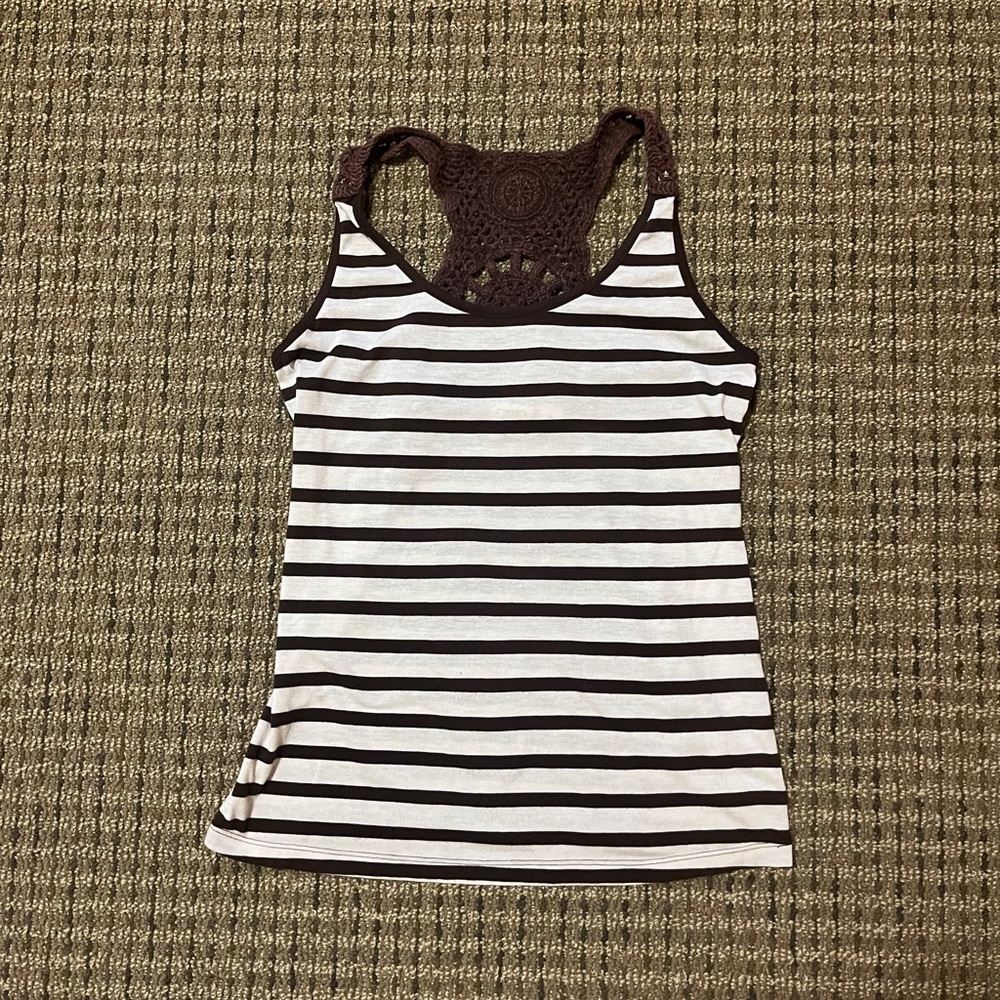 Cato Striped Crochet-Back Tank